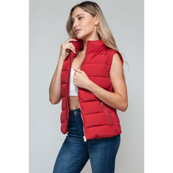 SNOBBISH Red Zip Up Turtleneck Puffer Vest Full Zip Pockets New Fall Winter - Picture 2 of 8